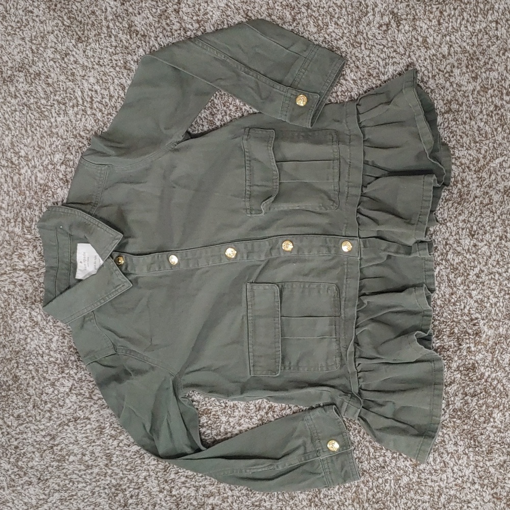 Kate Spade Green Field Jacket with Ruffles Girls Size 10